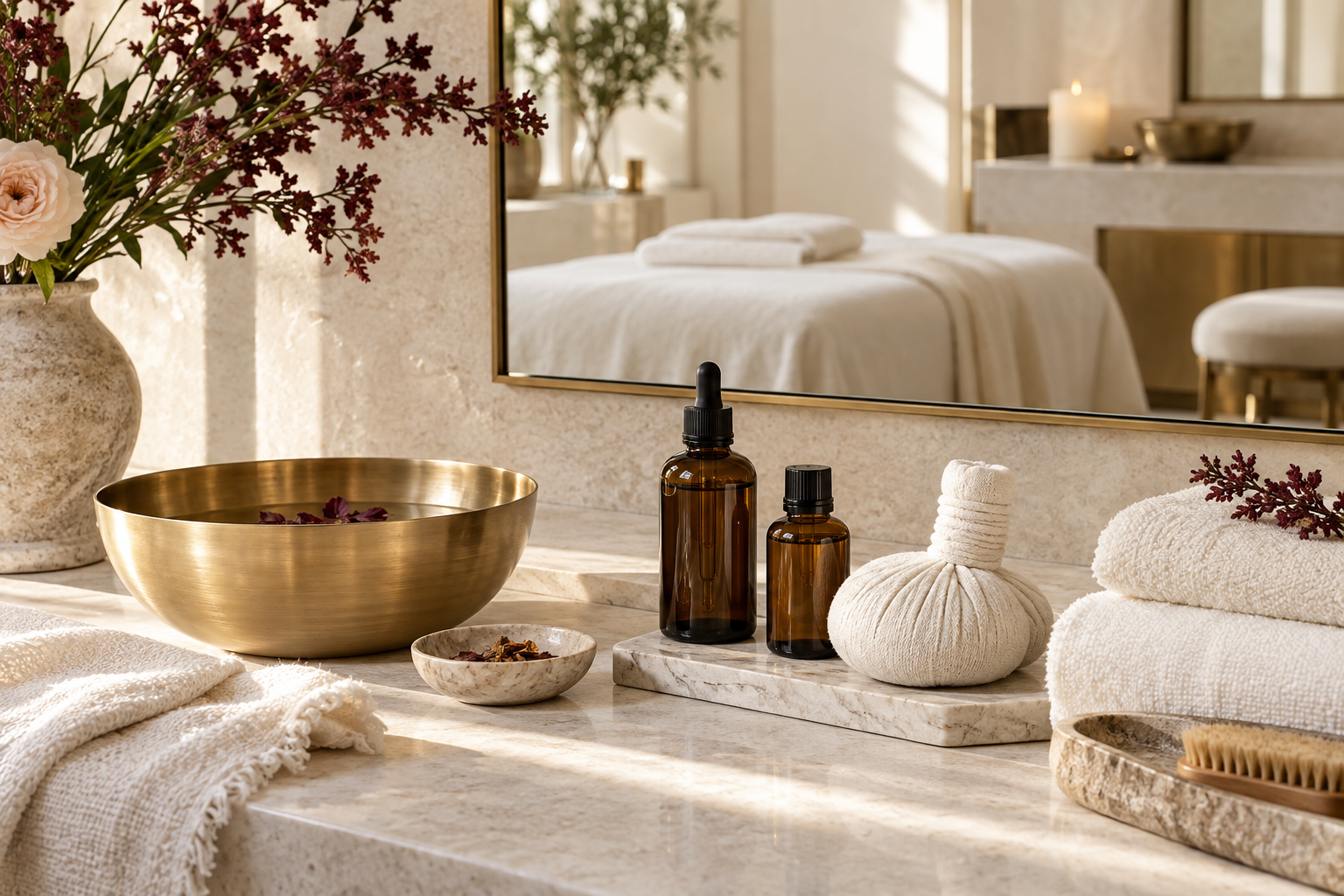Treatment preparations, warm towels and considered details at Atelier Rose