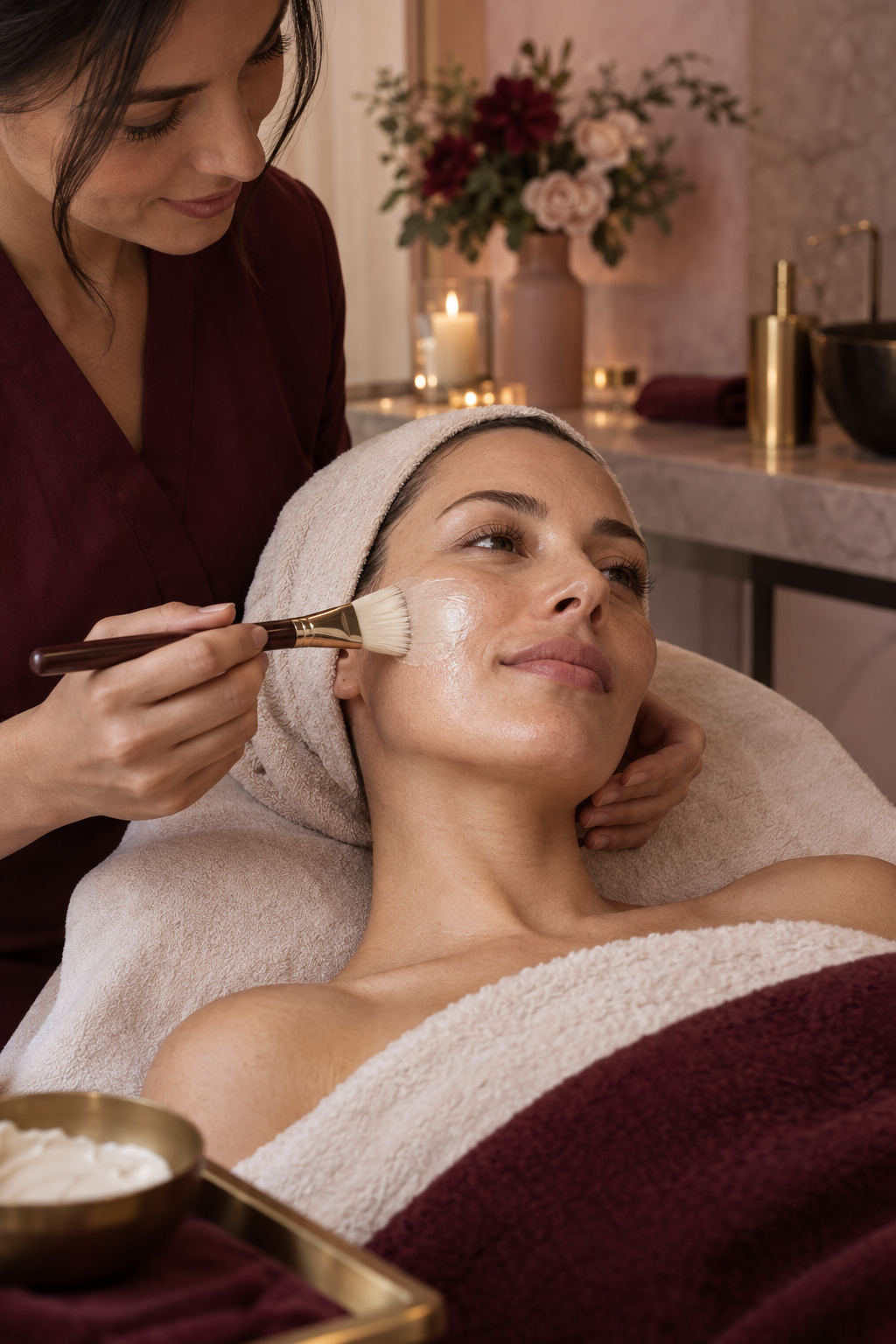 Private Atelier Rose facial ritual in a calm treatment room