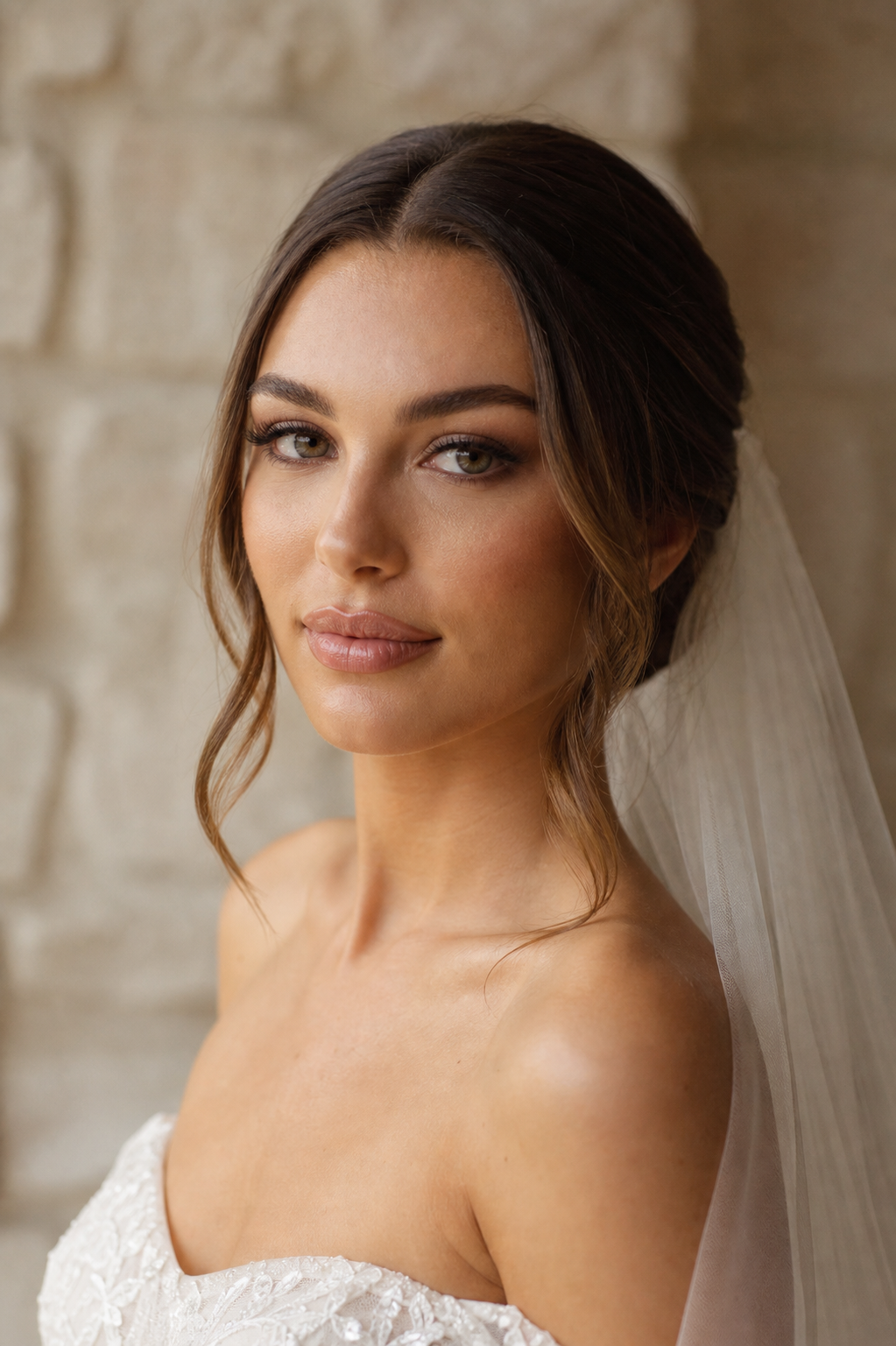 A relaxed bride after her makeup appointment