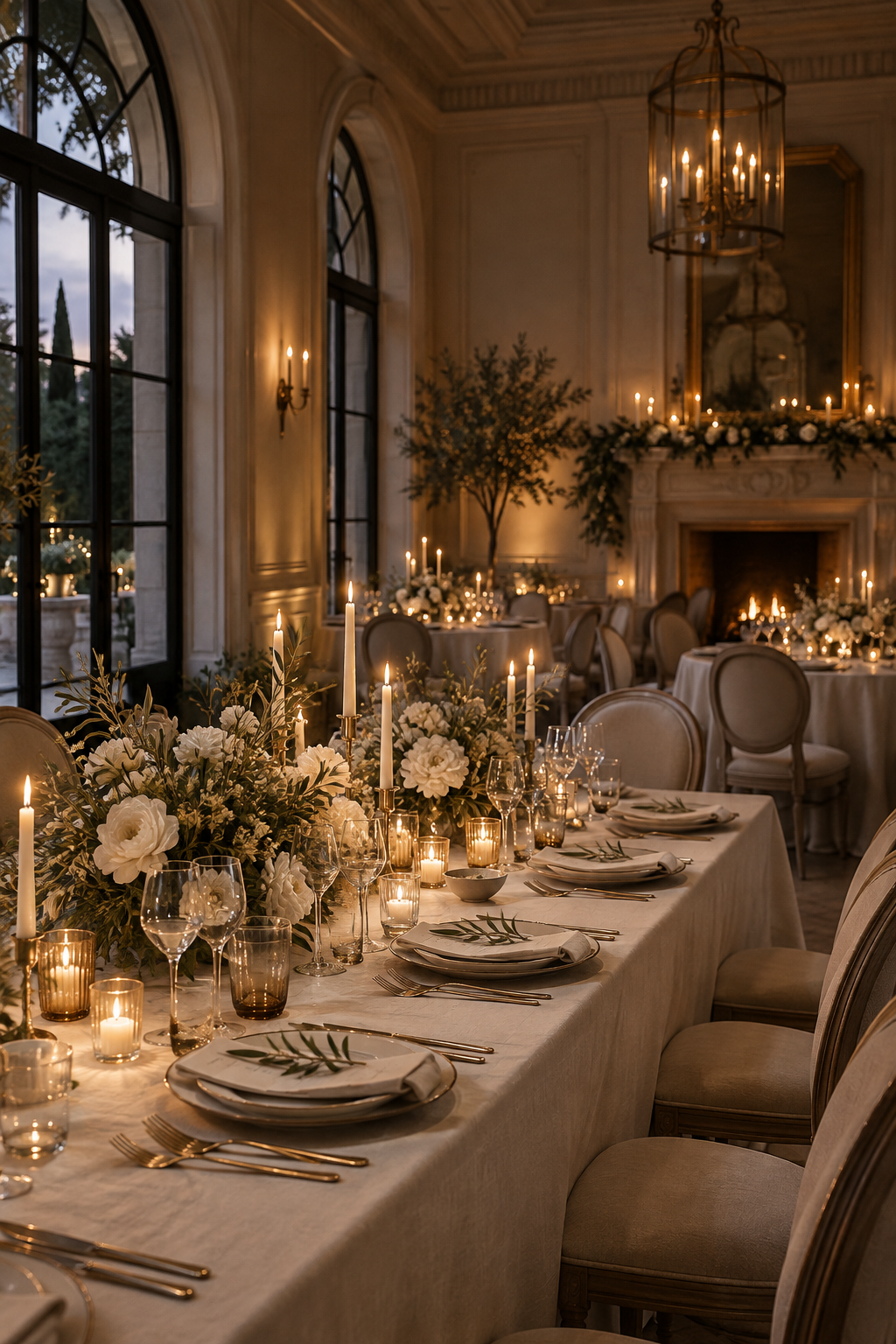 Candlelit wedding reception styling