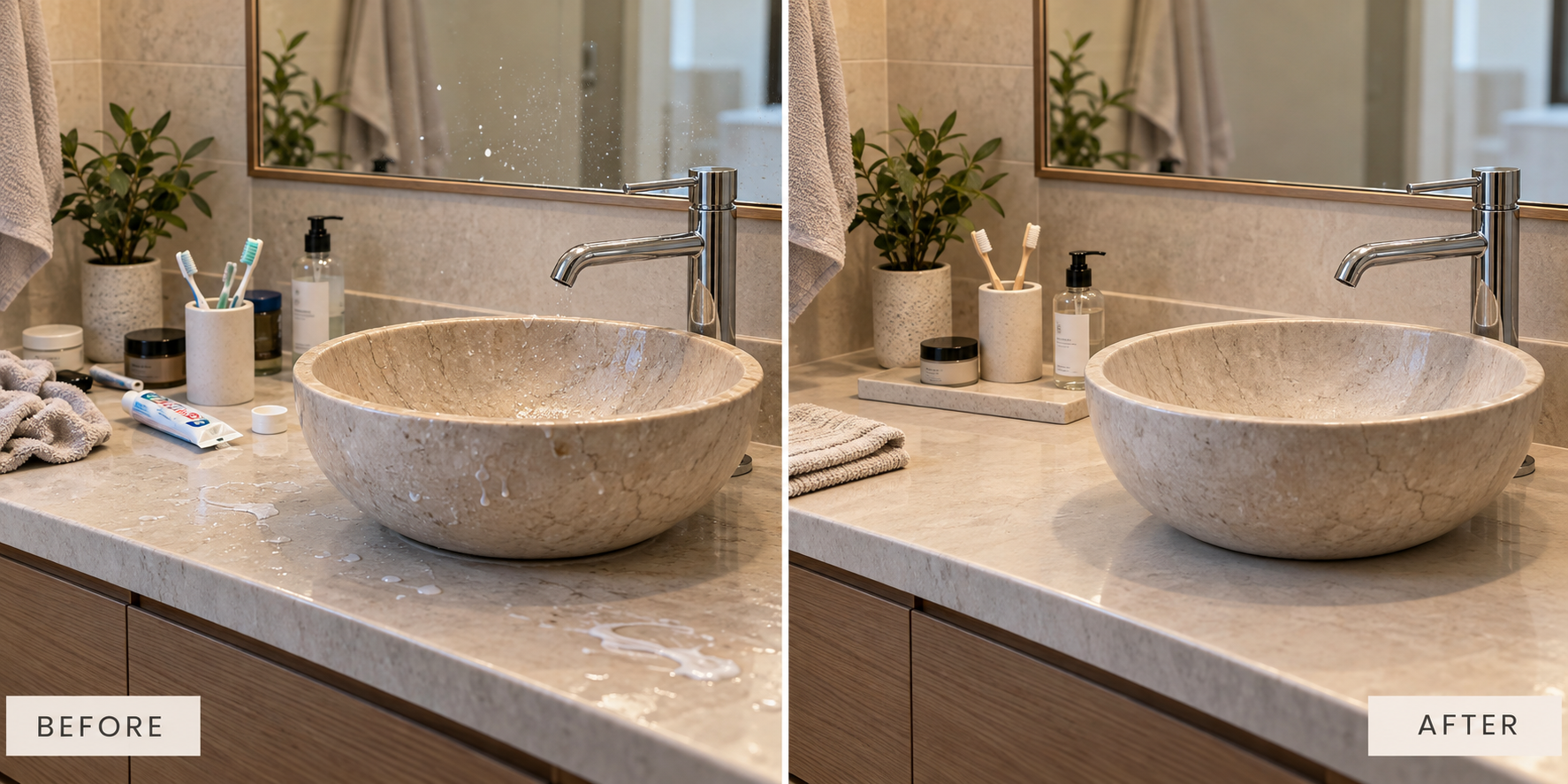 Generated bathroom refresh before and after demonstration